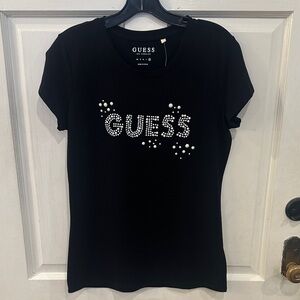 GUESS Woman's T-shirt with Embellished Logo Size XL